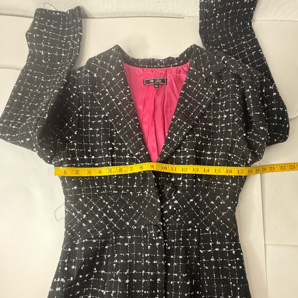 Women’s Blazer coat ‘Lily’ black white with pink Med vintage fitted made in USA - Picture 13 of 13